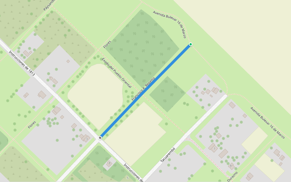 Francisco A. Repetto walking route map in Nuevo Berlín