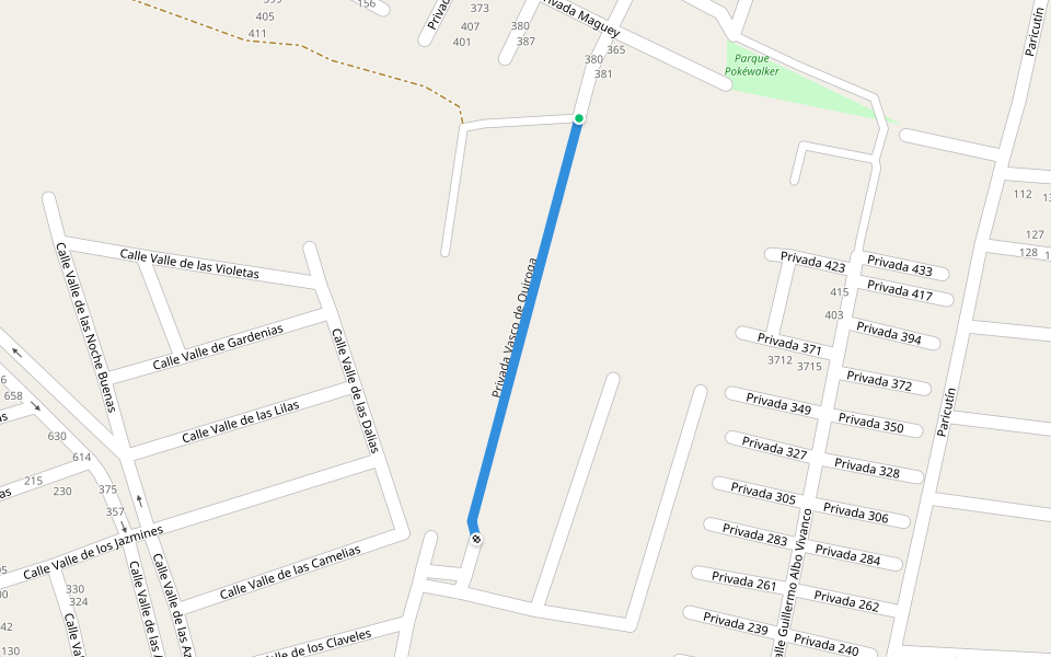 Privada Vasco de Quiroga walking route map in Irapuato