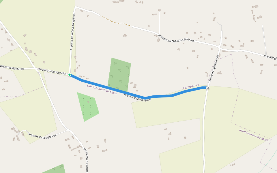 Route d'Englesqueville walking route map in Cambremer