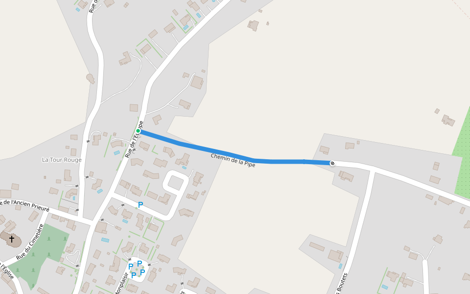 Chemin de la Pipe walking route map in Virazeil