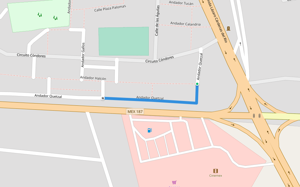 Andador Quetzal walking route map in Cárdenas