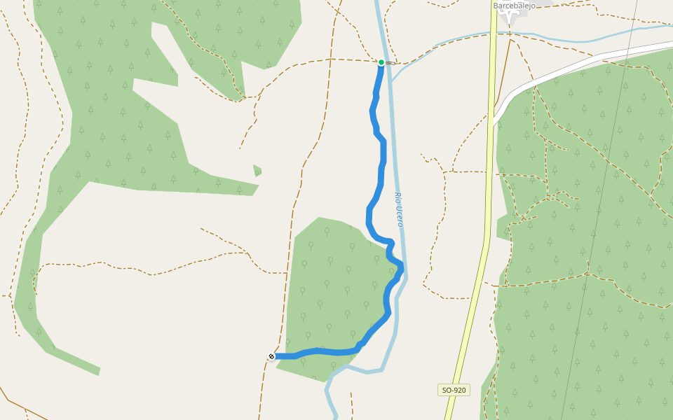 Senda del río Ucero walking route map in Valdemaluque