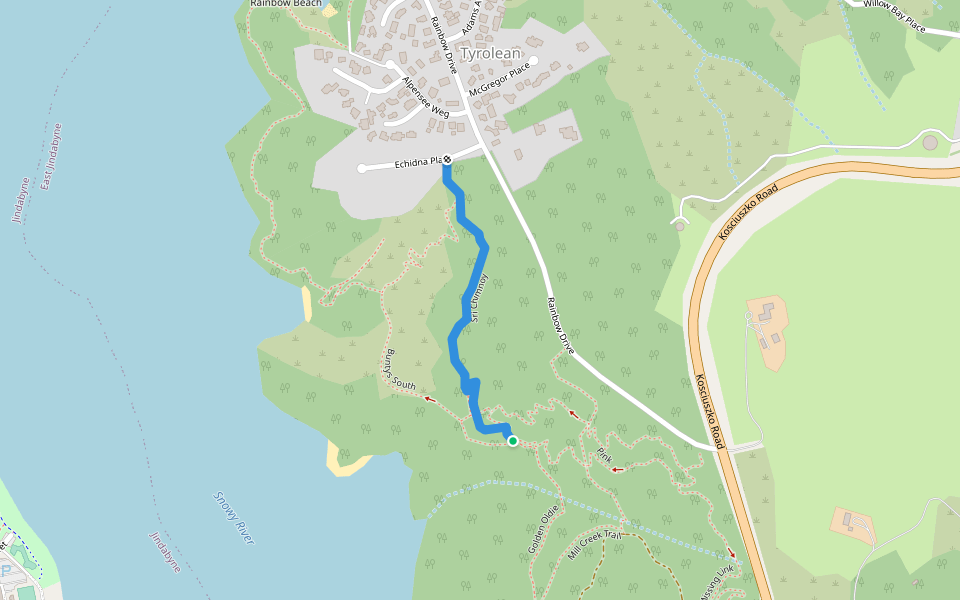Sri Chimnoy walking route map in East Jindabyne