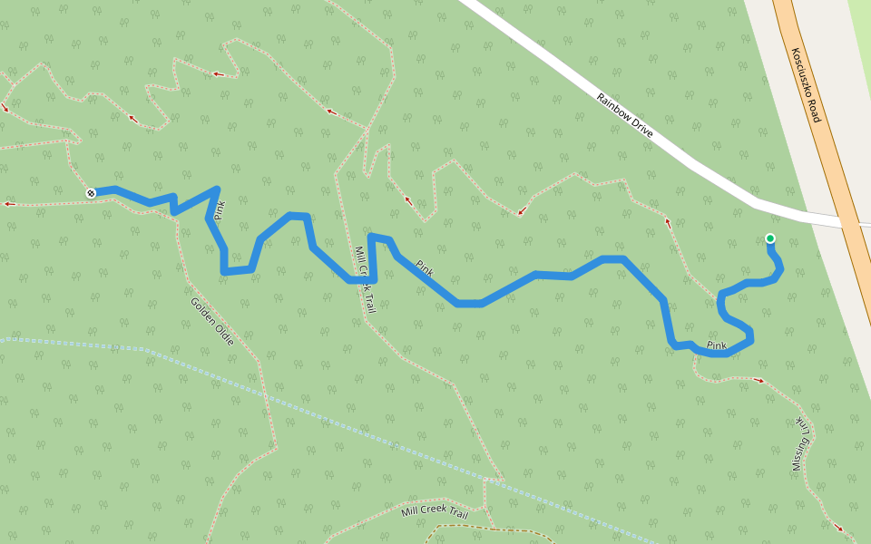 Pink walking route map in East Jindabyne