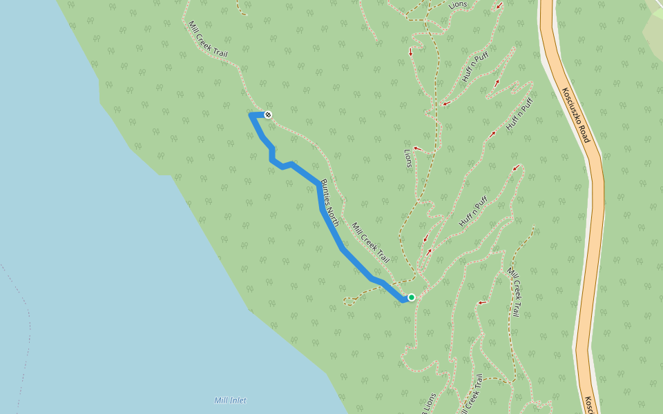 Bunties North walking route map in East Jindabyne