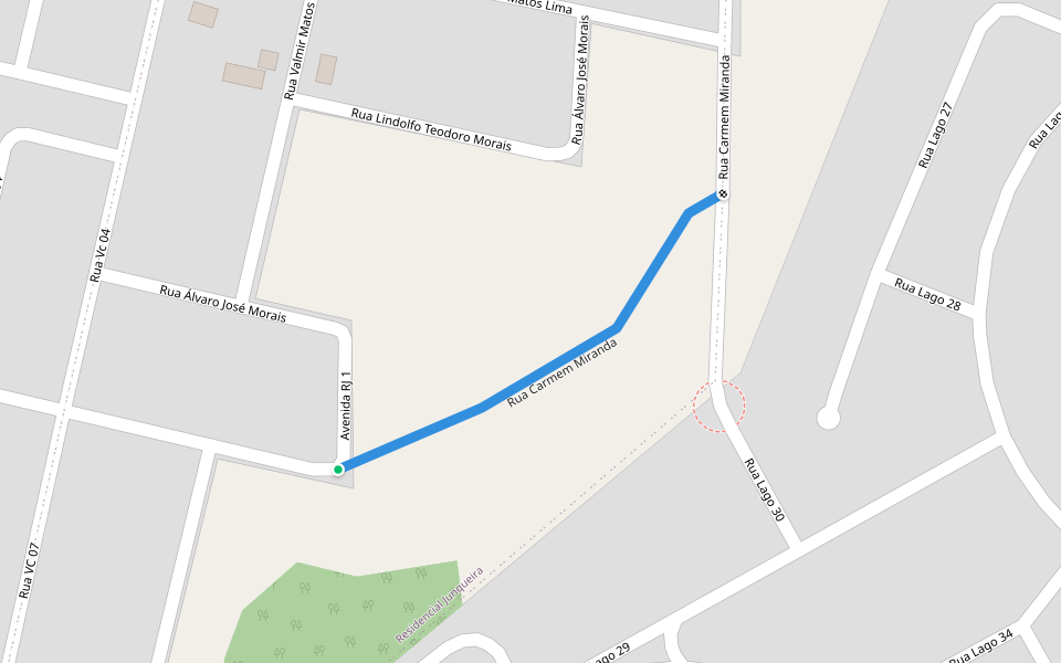 Rua Carmem Miranda walking route map in Goiânia