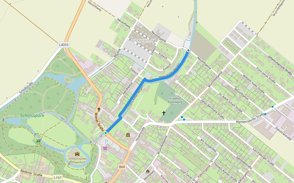 Hans-Koller-Wegerl walking route map in Pottendorf