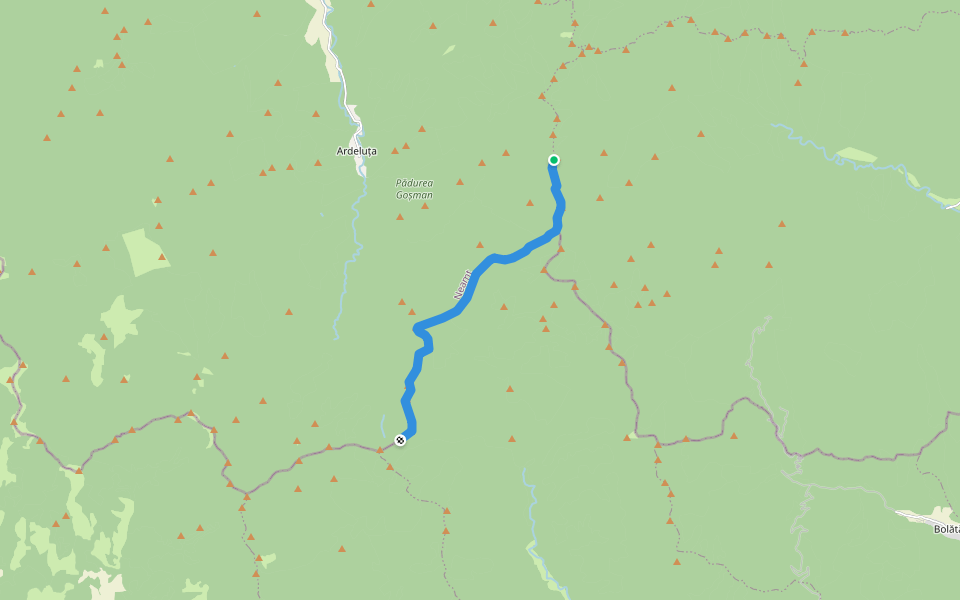 Banda H walking route map in Ardeluța