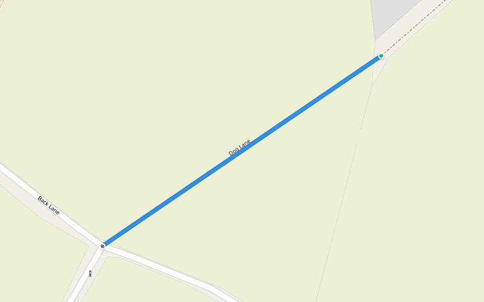 Dog Lane walking route map in Falkenham