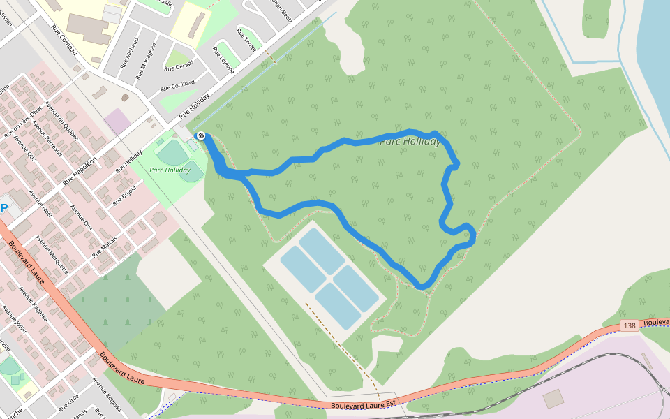 Sentier raquettes Holliday walking route map in Sept-Îles