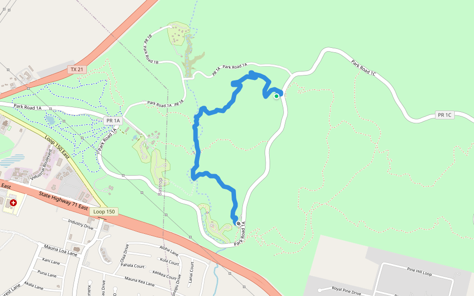 Scenic Overlook Trail walking route map in Bastrop