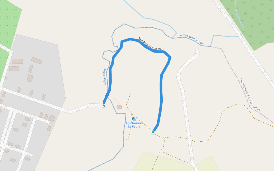 Sendero Armin Rauh walking route map in Villa Salto Encantado