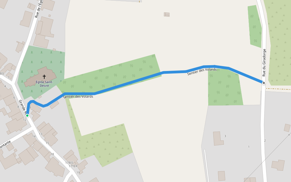 Sentier des Volards walking route map in Choye