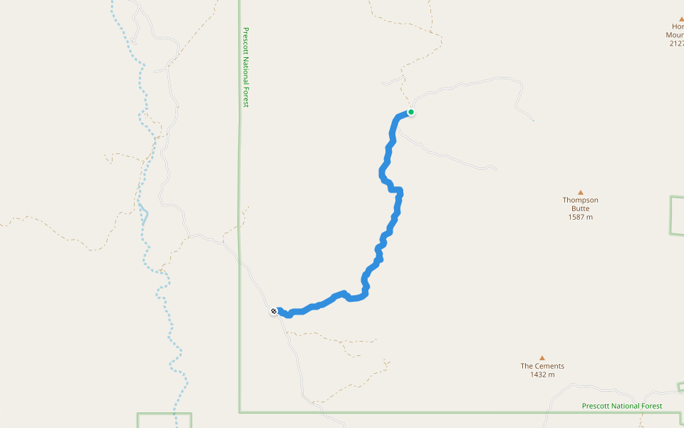 Cherry Creek walking route map in Peeples Valley