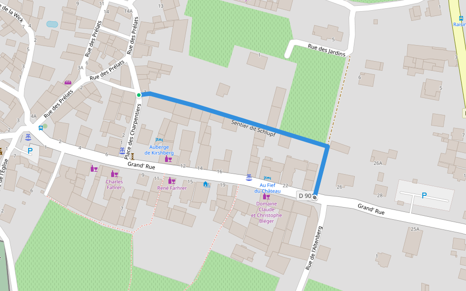 Sentier dit Schlupf walking route map in Orschwiller