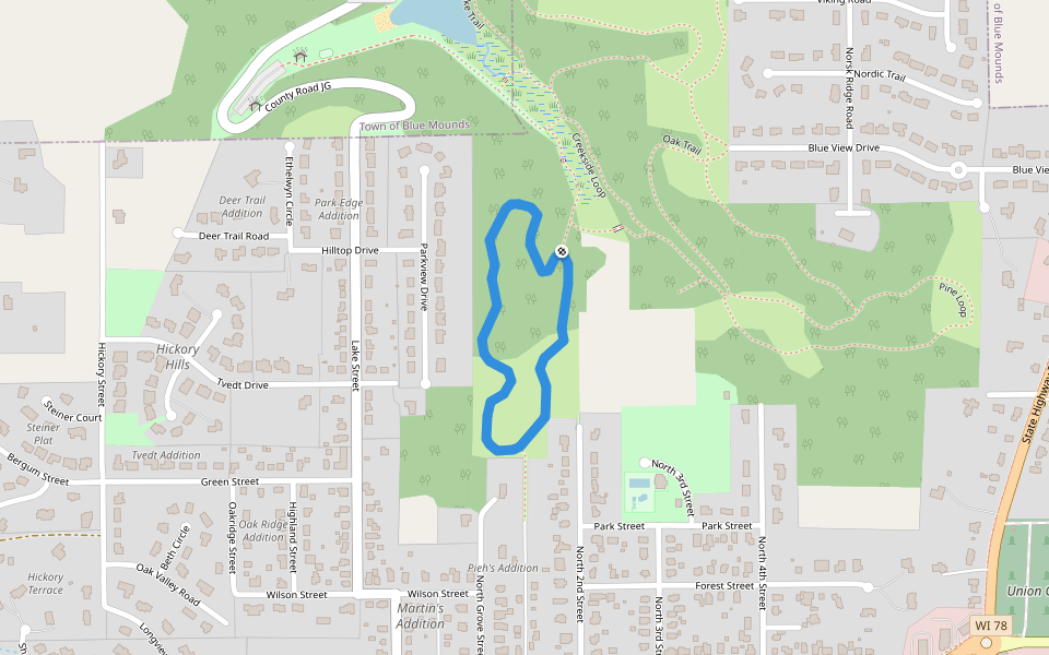 Highland Meadow Loop walking route map in Mount Horeb