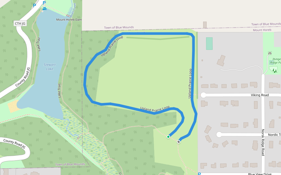 Upland Prairie Loop walking route map in Mount Horeb