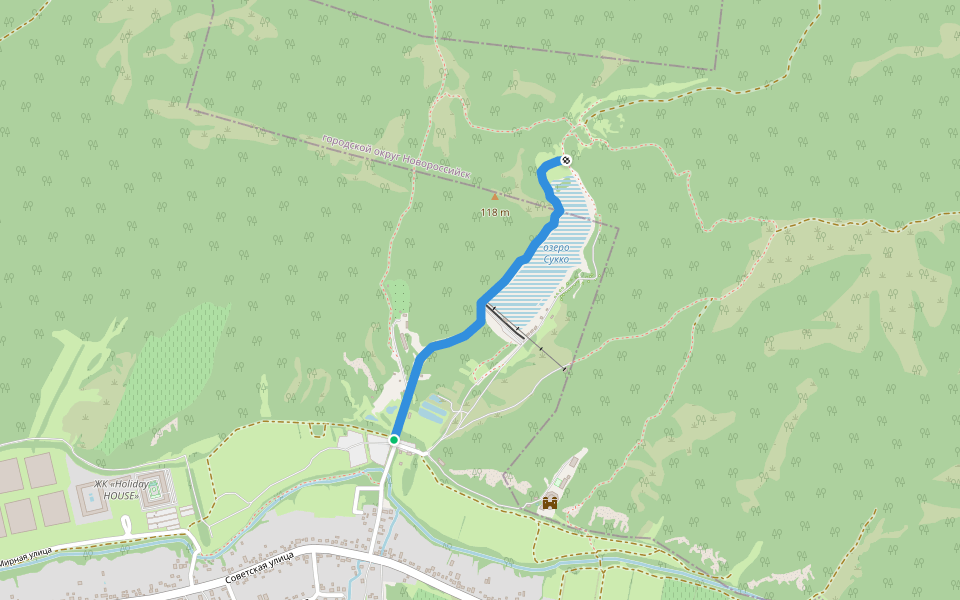 Тропа в обход до Кипарис walking route map in Sukko