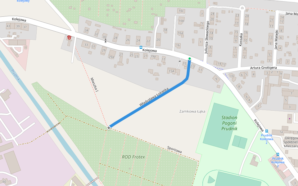 Władysława Łokietka walking route map in Prudnik
