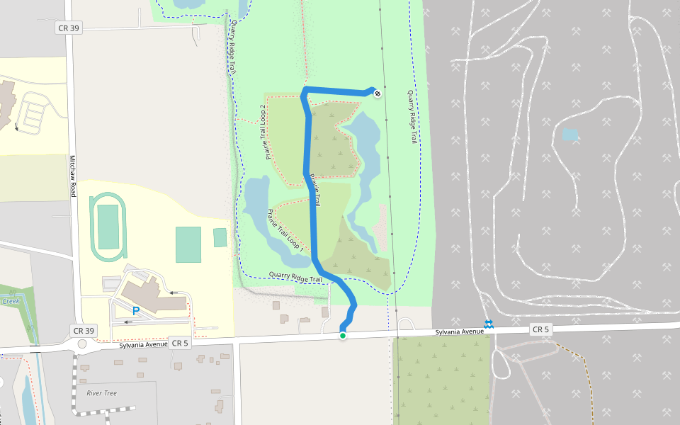 Prairie Trail walking route map in Sylvania