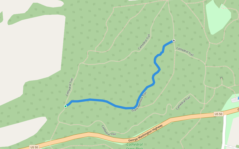 Giant Hemlock Trail walking route map in Aurora