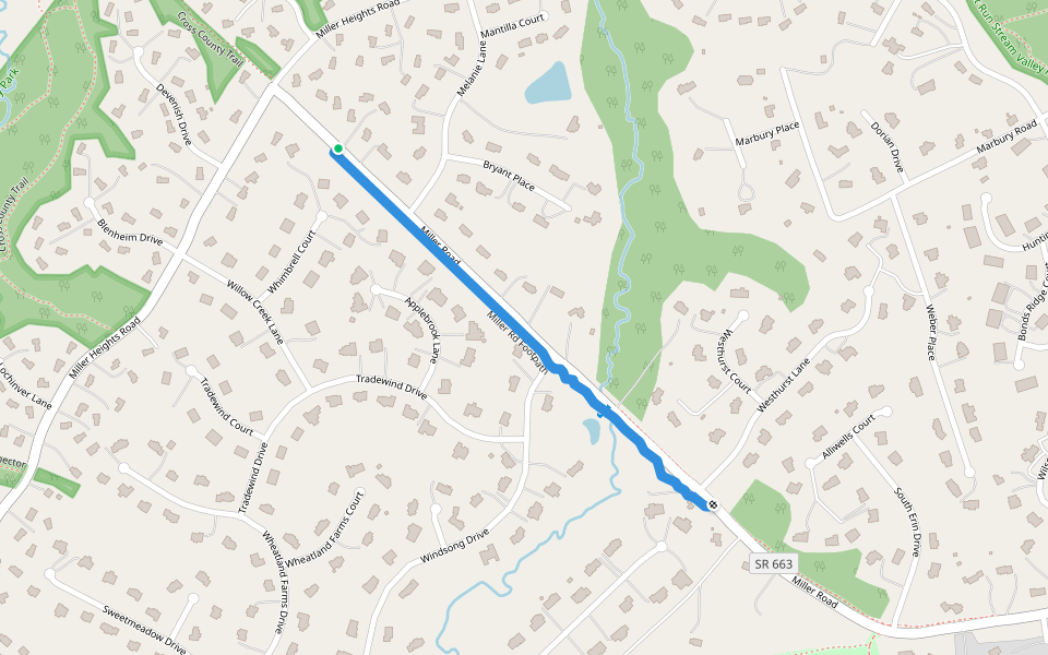 Miller Rd Footpath walking route map in Oakton