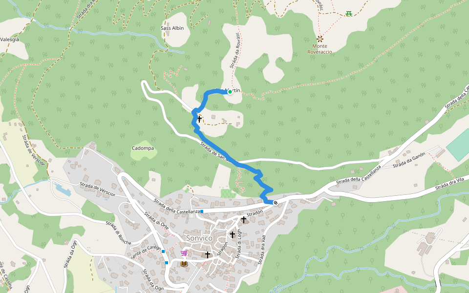 Senté de San Martín walking route map in Lugano