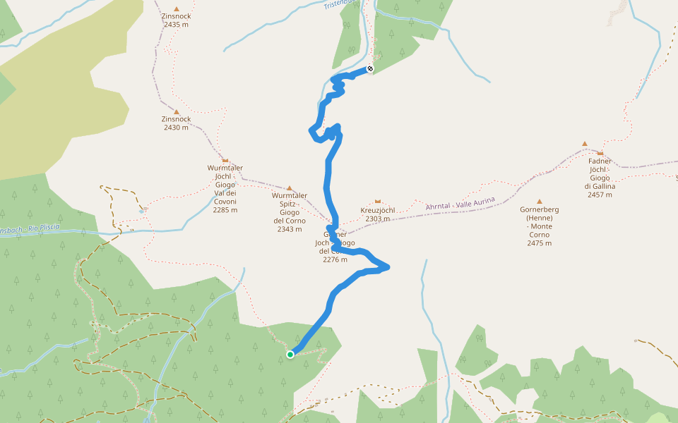 Wanderweg Weißbach - Mühlwald walking route map in Selva di Dentro