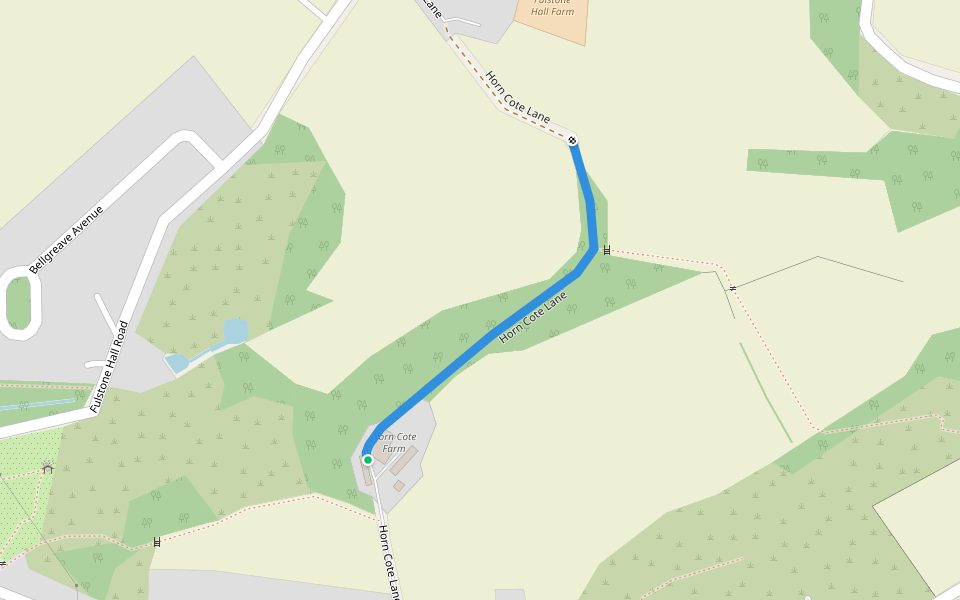 Horn Cote Lane walking route map in New Mill