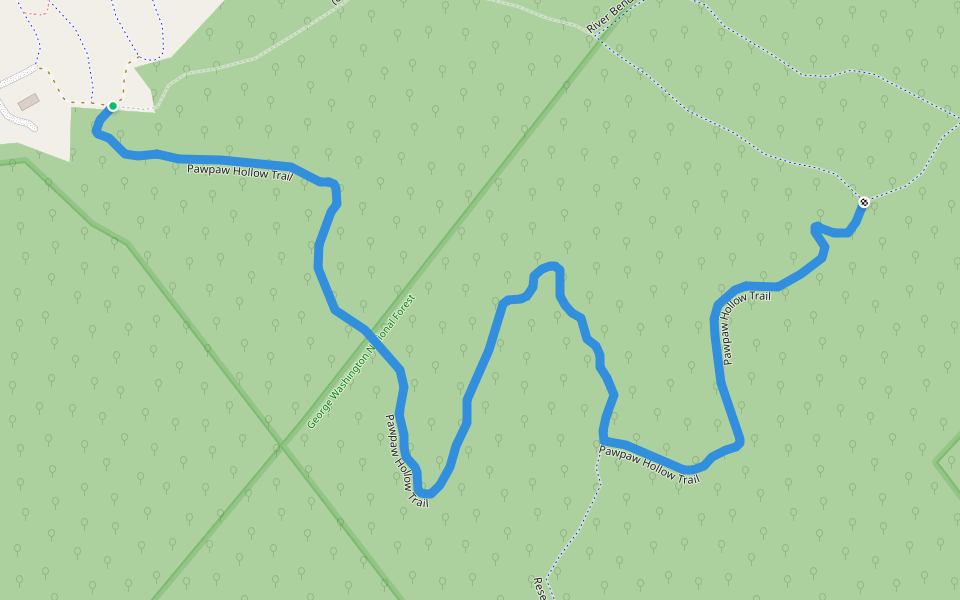 Pawpaw Hollow Trail walking route map in Woodstock
