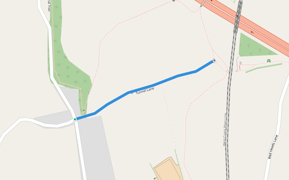 Tunnel Lane walking route map in Hincaster