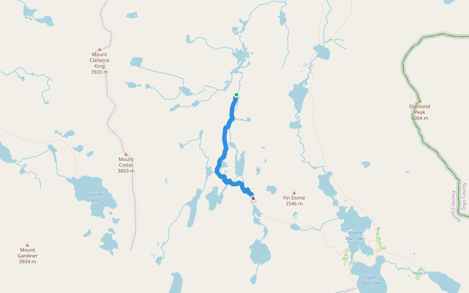 Lower Sixty Lakes Basin Trail walking route map in Seven Pines