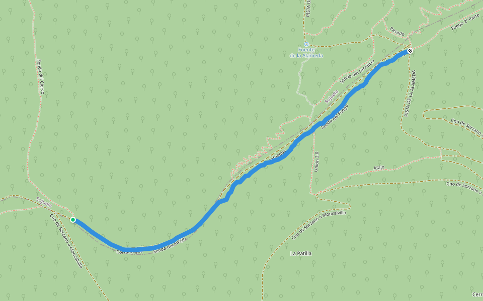 Senda del Fuego walking route map in Sojuela