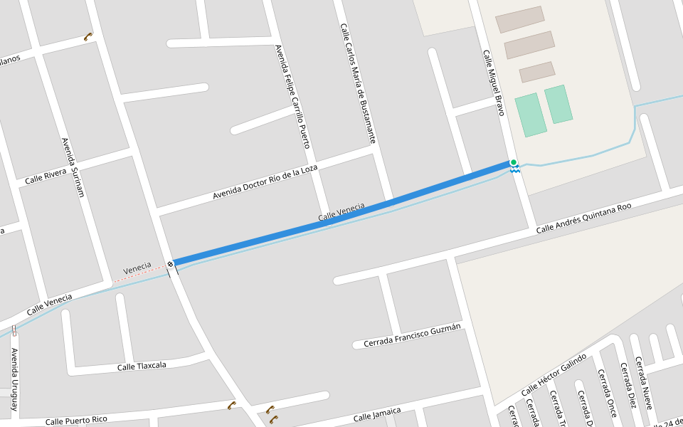 Calle Venecia walking route map in San Cristóbal de las Casas