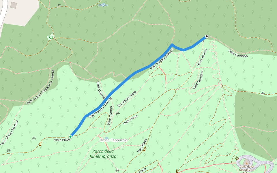 Viale Stretta D'Auzza walking route map in Turin