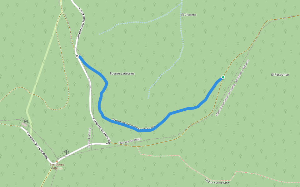Sendero de las neveras de Daroca walking route map in Sojuela