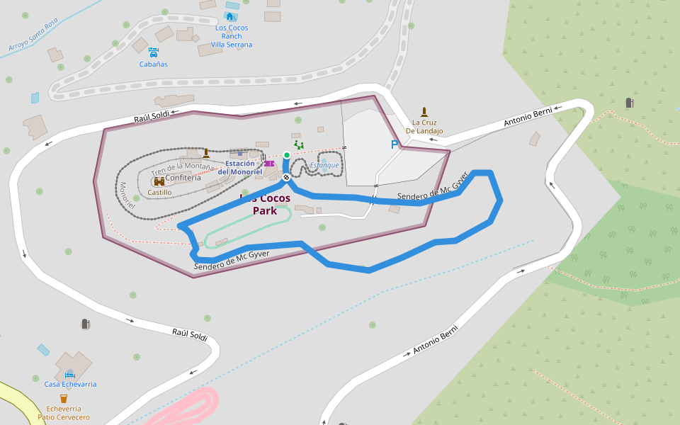 Sendero de Mc Gyver walking route map in Los Cocos