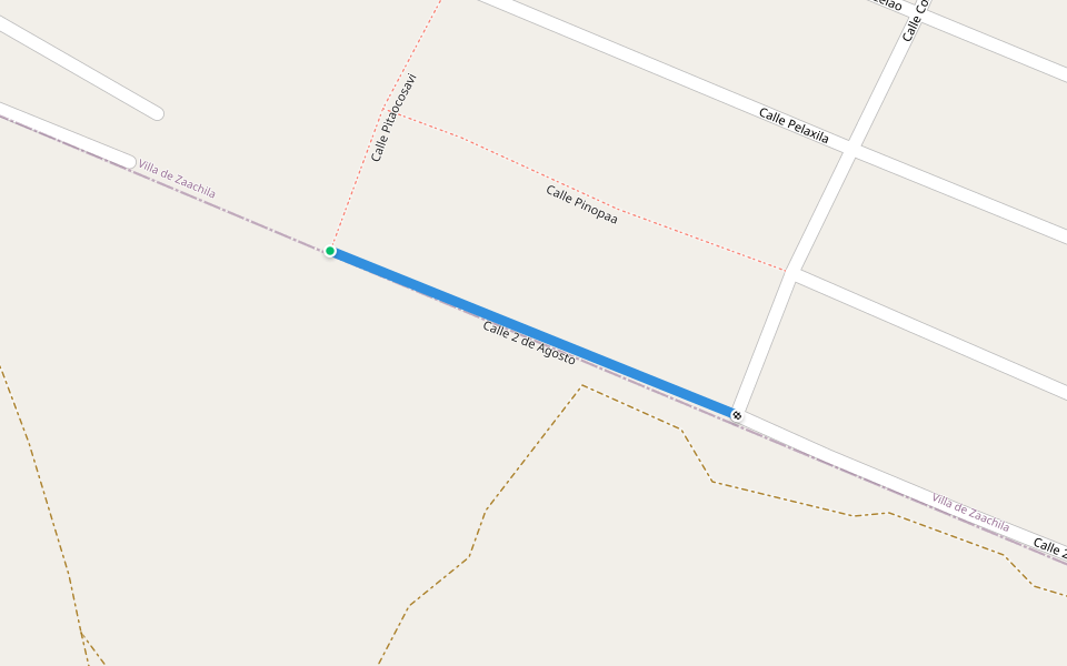 Calle 2 de Agosto walking route map in Zaachila Segundo