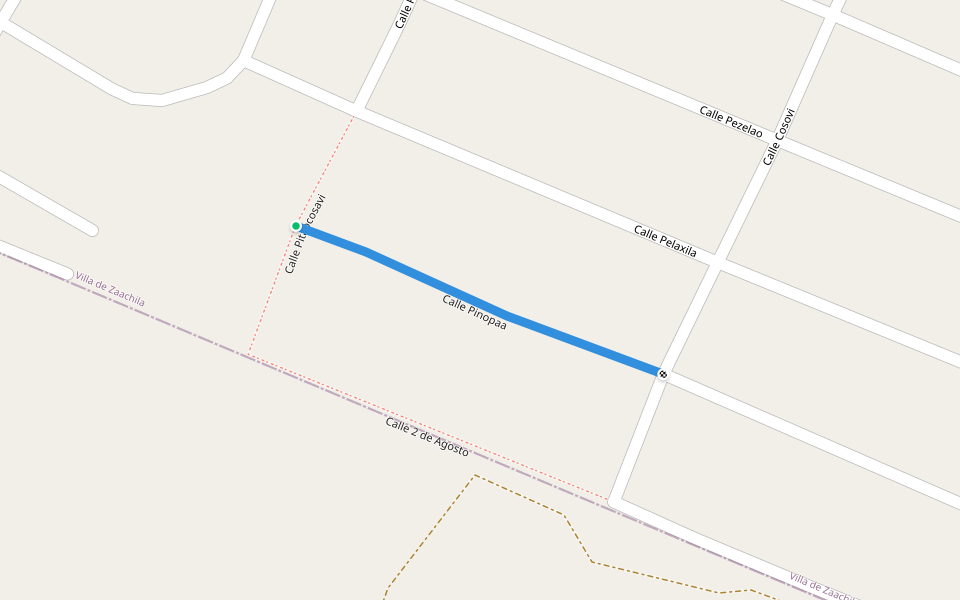 Calle Pinopaa walking route map in Zaachila Segundo