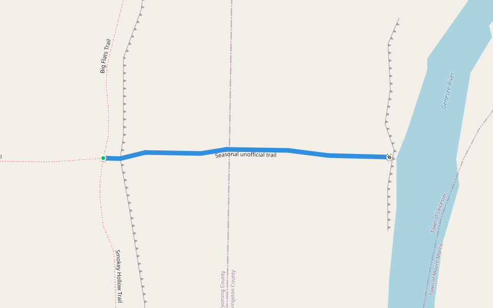 Seasonal unofficial trail walking route map in Perry