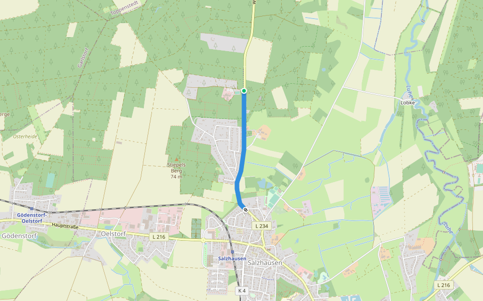 Winsener Straße walking route map in Salzhausen