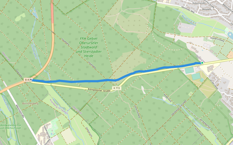 Geroldspfad walking route map in Oberursel (Taunus)