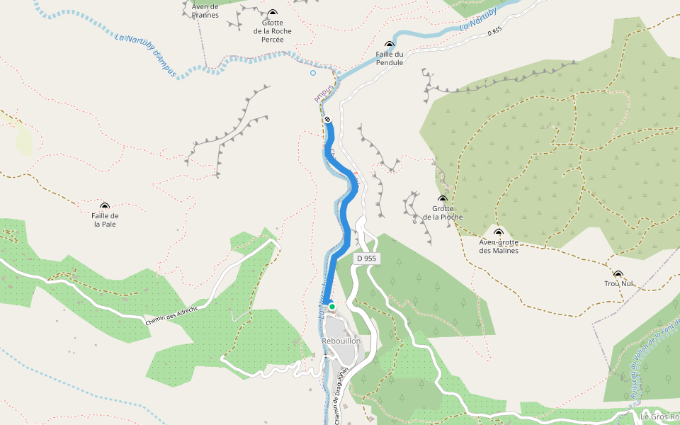 Canal de Rebouillon walking route map in Châteaudouble