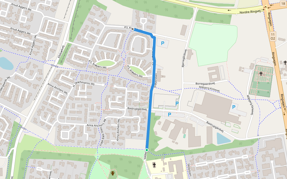 Krøyerstien walking route map in Holstebro