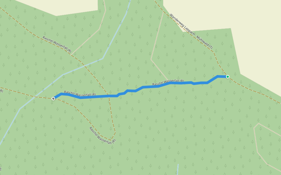 Raschtl Wasserfall (R) walking route map in Selva dei Molini