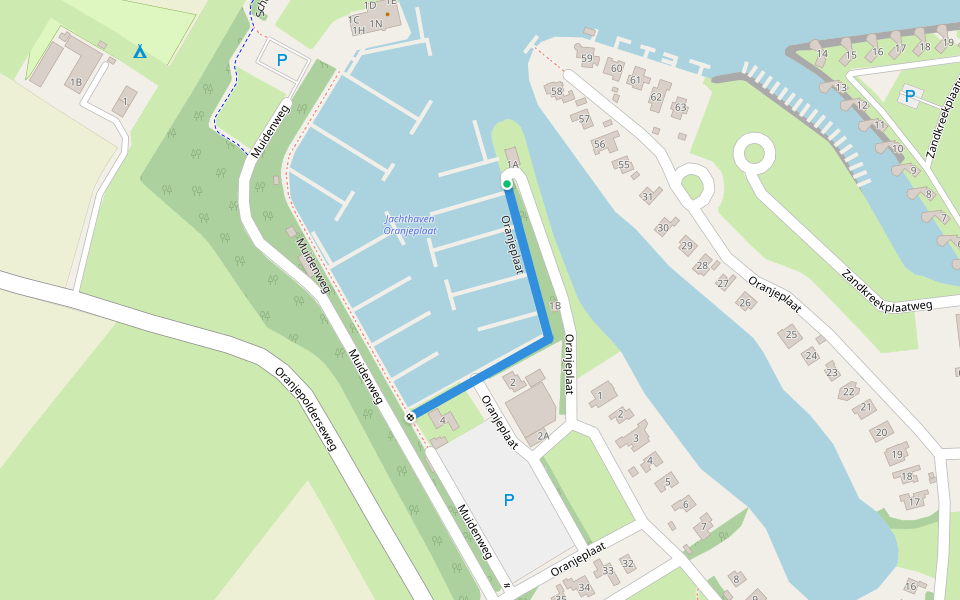 Oranjeplaat walking route map in Arnemuiden