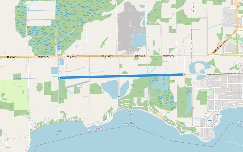 Wainfleet Rail Trail walking route map in Port Colborne