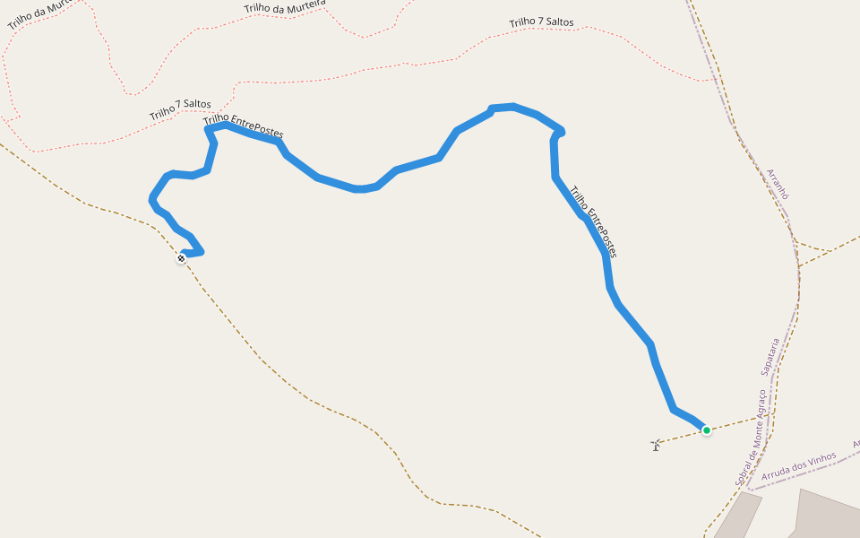 Trilho EntrePostes walking route map in Sapataria