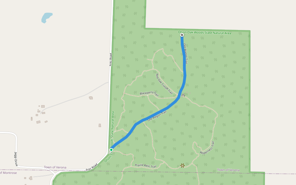 Old Wagon Trail walking route map in Verona