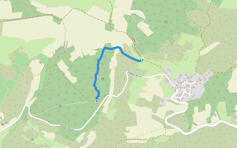 Chemin de la capitelle des planèses walking route map in Cassaignes